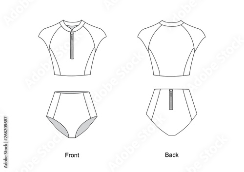 top and swimming trunks. wetsuit  for surfing vector.