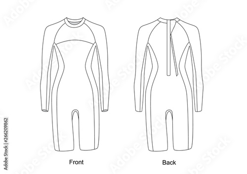 wetsuit vector illustration. diving suit with zippers at the back vector. 
