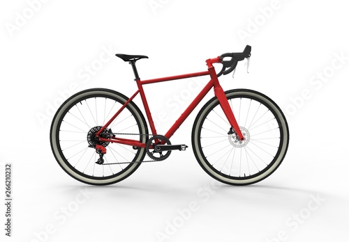 Fototapeta Naklejka Na Ścianę i Meble -  Modern high speed red sports race bicycle showing technical and mechincal details  isolated on white background