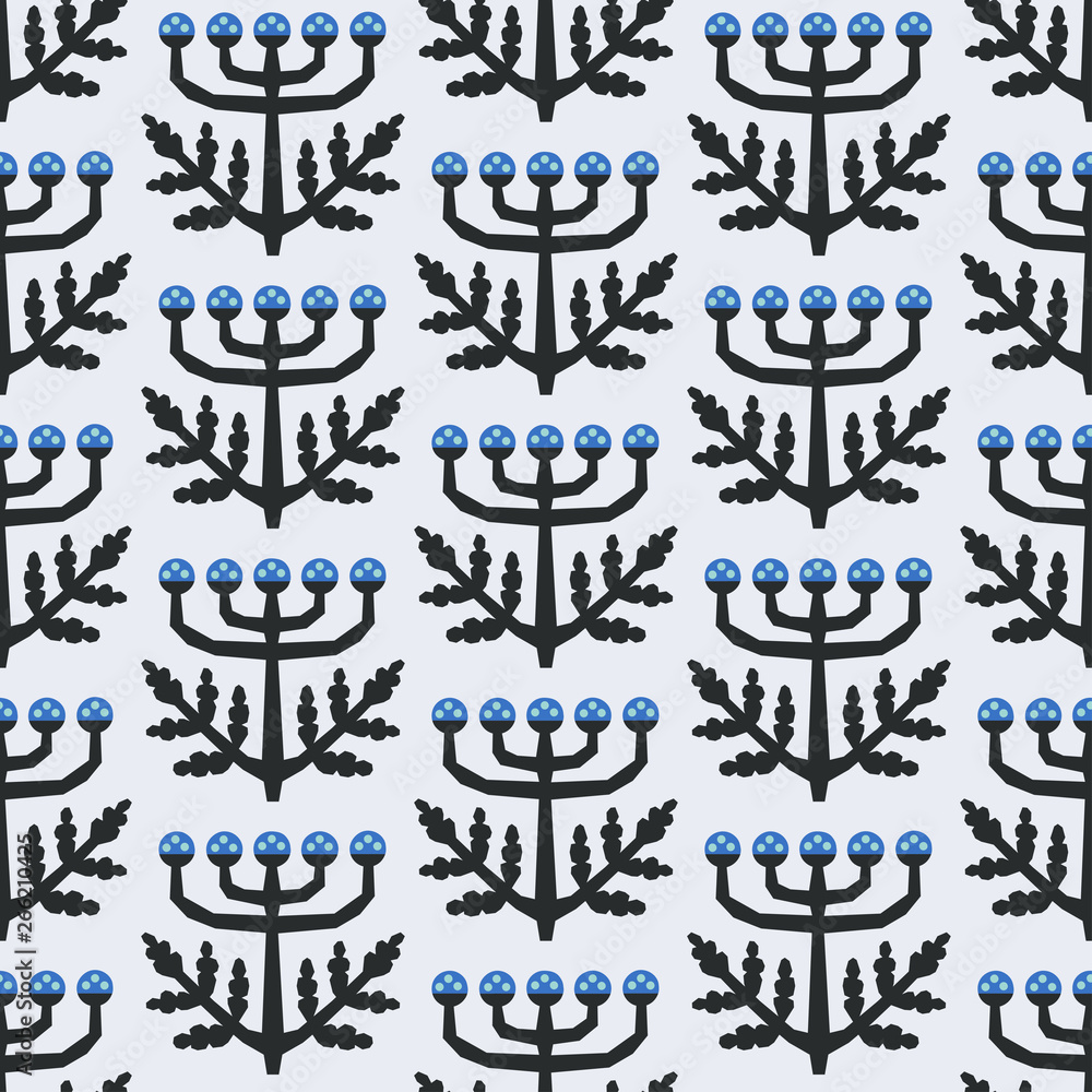 Scandinavian tansy black and blue vector pattern. Scandinavian tansy black and blue vector pattern.