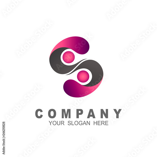 letter s+ human logo + hugging icon