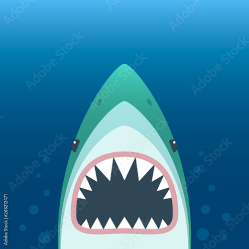 Shark with open mouth. Shark isolation on a white background. Flat vector