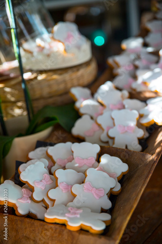 Glazed cookies in the shape of a bear