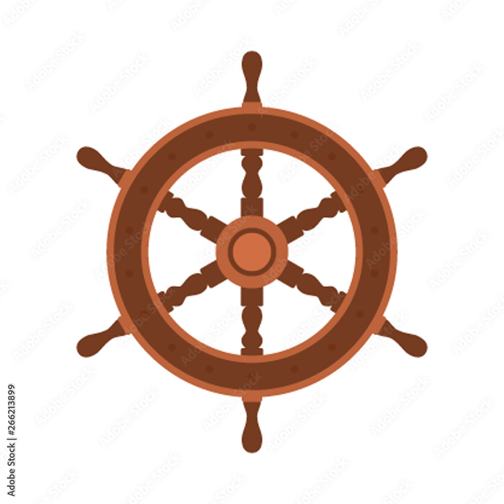 Yacht wheel vector illustration isolated on white background