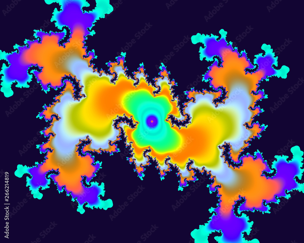 Orange yellow blue fractal background