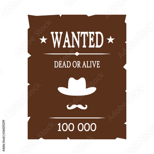 retro poster Wanted offender for reward. portrait of the killer. flat vector illustration