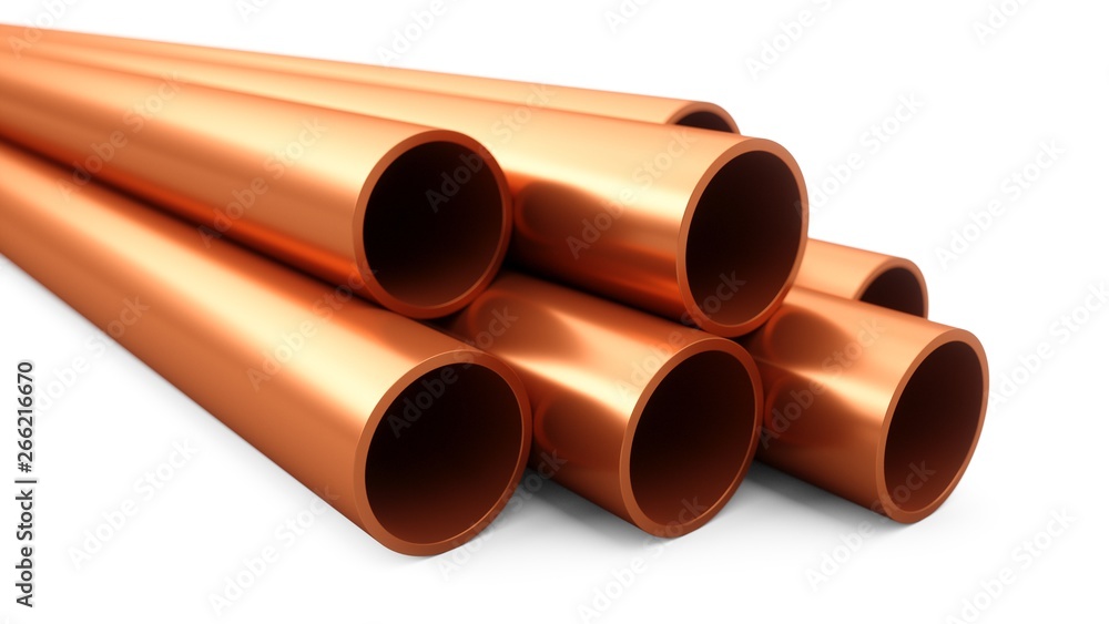 Fototapeta premium 3D rendering Industrial copper pipes