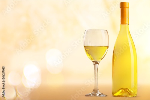 White wine glass on background