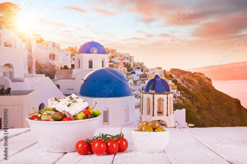 Greek food background. Trad...