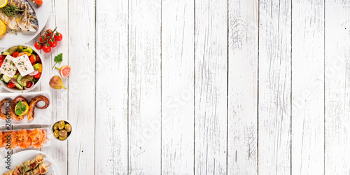 Greek food background. Trad...