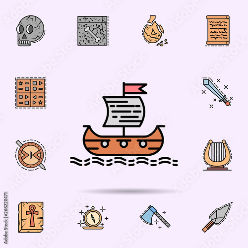 Viking ship, vessel, sea, transportation, flag icon. Universal set of history for website design and development, app development