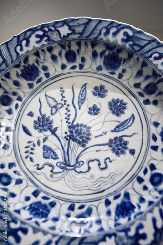 Fritware underglaze painted reproduction of Chinese Ming porcelain from 17th Century Iran photo