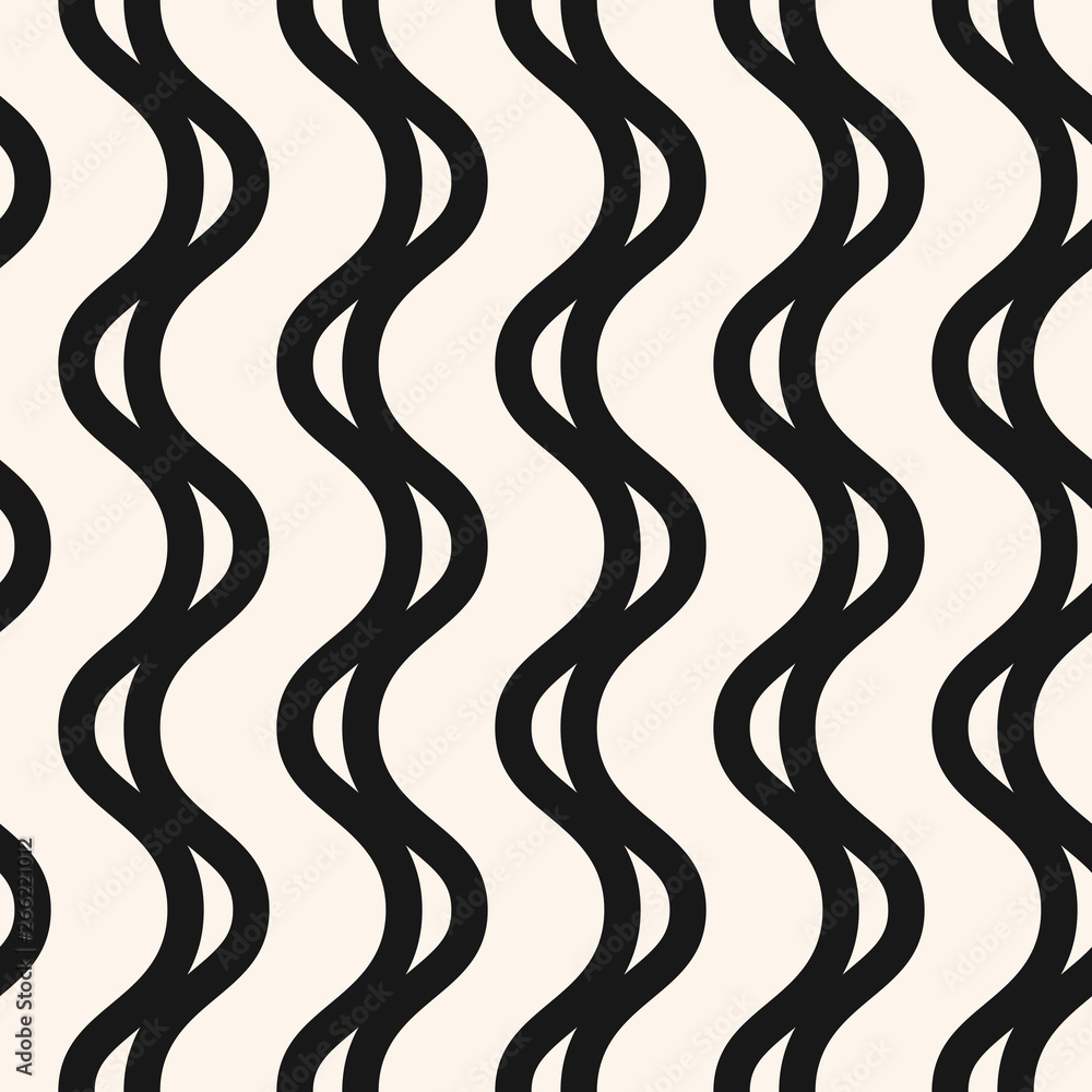 Vector monochrome seamless pattern with wavy lines, vertical waves, stripes Vector monochrome seamless pattern with wavy lines, vertical waves, stripes
