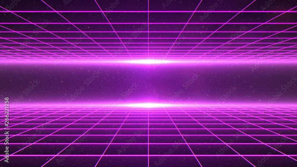 Horizontal matrix grid moving towards camera in space Horizontal matrix grid moving towards camera in space