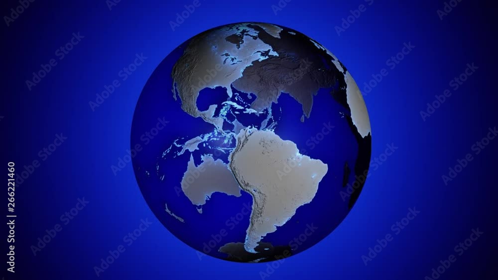 Blue transparent 3d animated earth showing the borders of the country Togo and the capital Lomé in 4K resolution at daytime