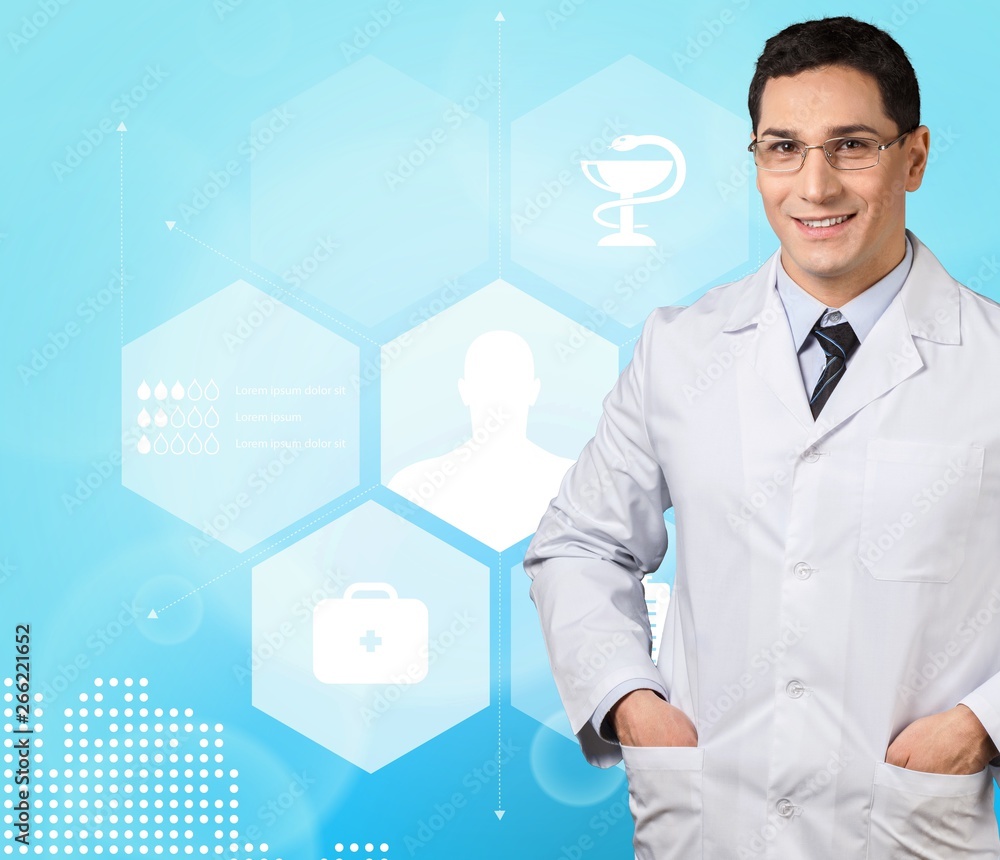 Handsome doctor portrait on white background Handsome doctor portrait on white background