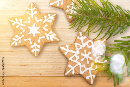 Tasty homemade cookie on white background