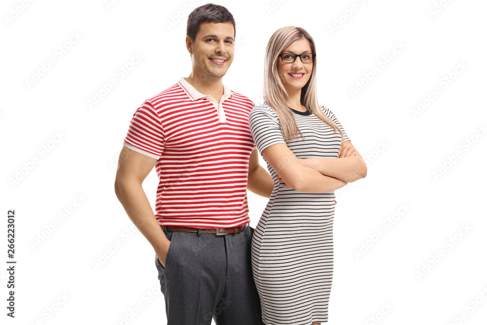 Young couple smiling at the camera Young couple smiling at the camera