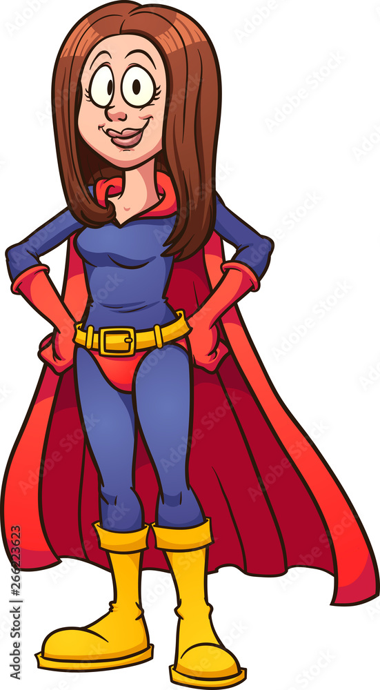 Cartoon supermom character clip art. Vector illustration with simple gradients. All in a single layer.