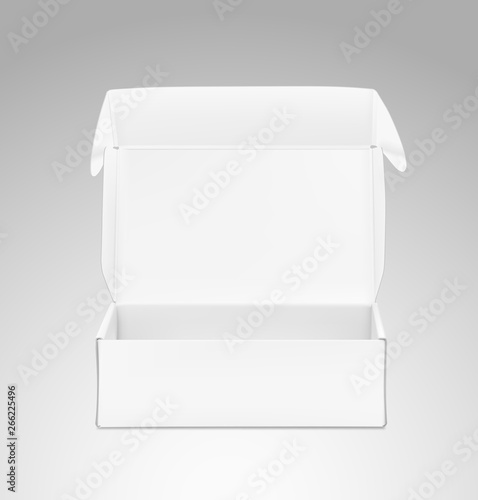 Open mailing box mockup. Ready for presentation your product. Vector illustration. EPS10.