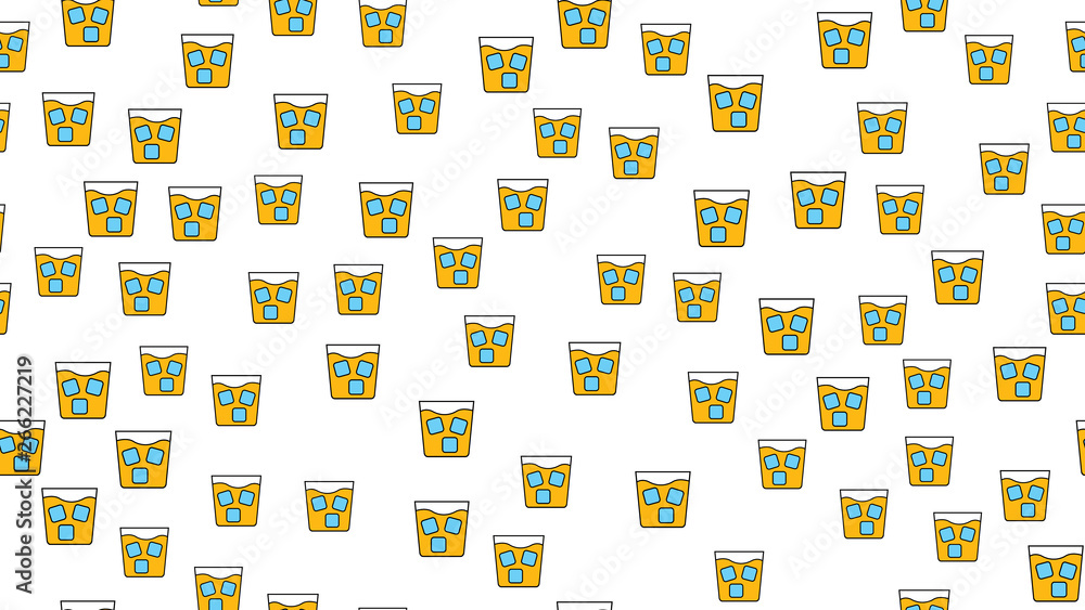Texture seamless pattern of beautiful good tasty refreshing alcoholic drinks whiskey cocktails with ice on a white background. Vector illustration Texture seamless pattern of beautiful good tasty refreshing alcoholic drinks whiskey cocktails with ice on a white background. Vector illustration