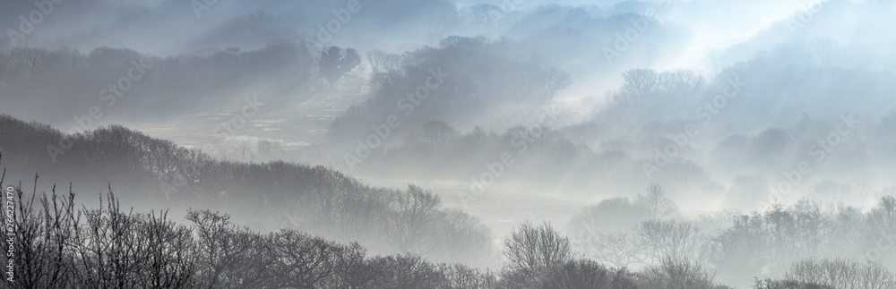 Foggy Valley in South Wales, UK Foggy Valley in South Wales, UK