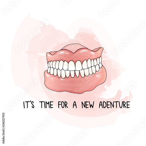 Human acrylic denture with a funny adventure message