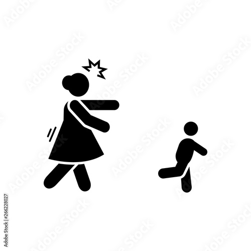 Mother, angry, chasing, kid, naughty icon. Element of parent icon. Premium quality graphic design icon. Signs and symbols collection icon for websites, web design