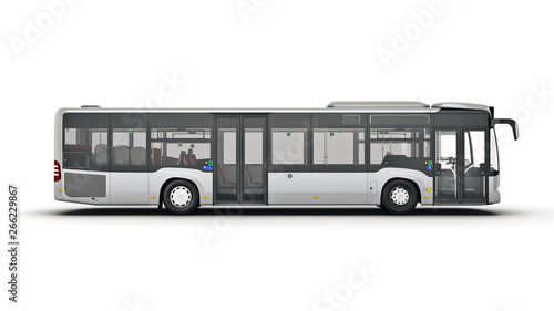 white city bus. 3d rendering
