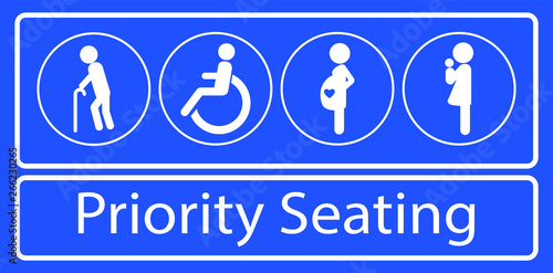 set of priority seating sticker or label, for mass rapid transit or other public transportation. easy to modify