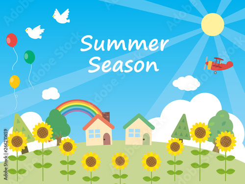 夏のかわいい背景イラスト素材