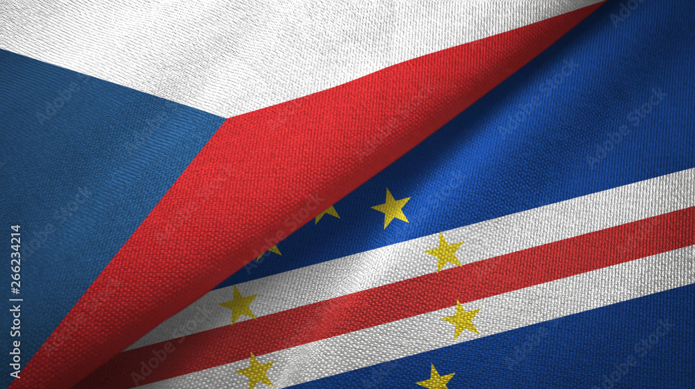 Czech Republic and Cape Cabo Verde two flags textile cloth, fabric texture Czech Republic and Cape Cabo Verde two flags textile cloth, fabric texture
