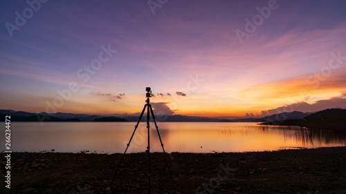 Sunset photographer at the Nam Bueng Yai, beautiful light, landscape