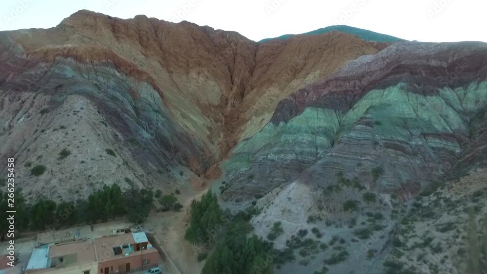 Aerial view Seven Colour Hill near Purmamarca Village (Quebrada de Humahuaca valley), Argentina. Aerial view Seven Colour Hill near Purmamarca Village (Quebrada de Humahuaca valley), Argentina.