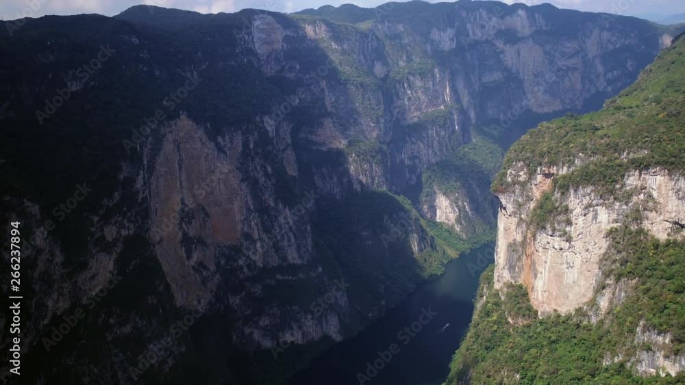 Aerial wide drone shot of the Sumidero Canyon, Chiapas Mexico Aerial wide drone shot of the Sumidero Canyon, Chiapas Mexico