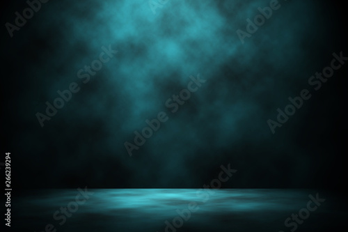 Blue spotlight night smoke dark on stage background.
