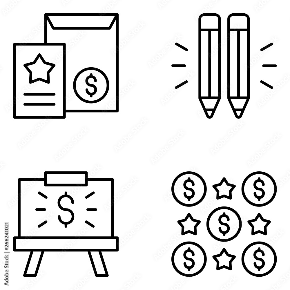 Fototapeta premium Advertising Vector Line Icon Set