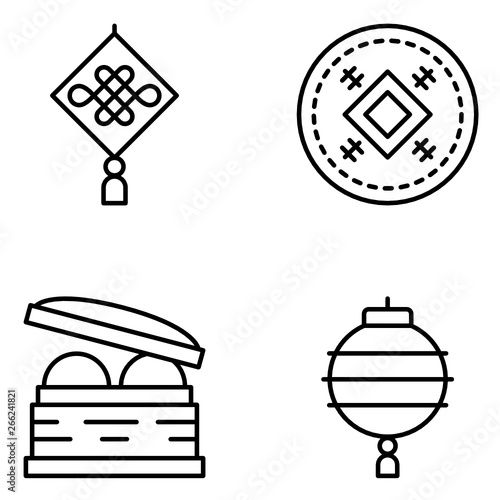Chinese New Year Vector Line Icon Set