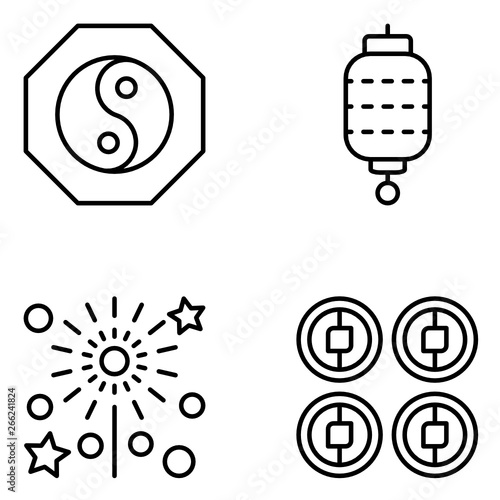 Chinese New Year Vector Line Icon Set