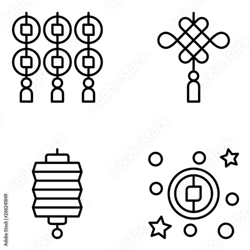 Chinese New Year Vector Line Icon Set