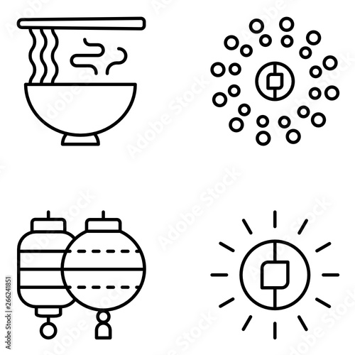 Chinese New Year Vector Line Icon Set