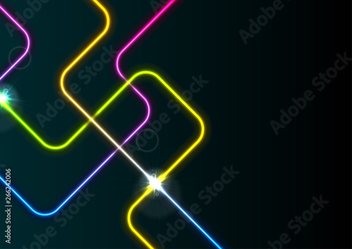 Colorful neon abstract lines geometric background