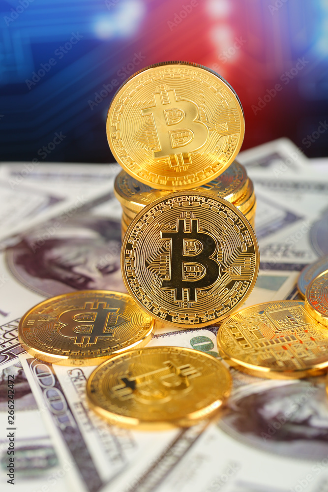 Fotografie Encrypted currency bitcoin still life close-up