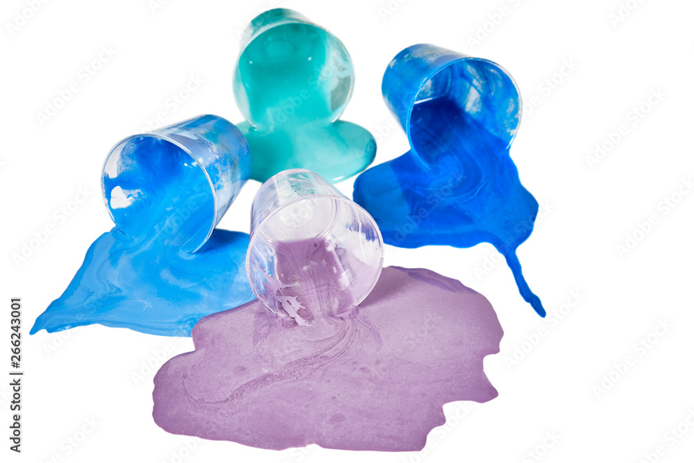 Fototapeta premium Spilled Lavender, Blue and Teal Paint