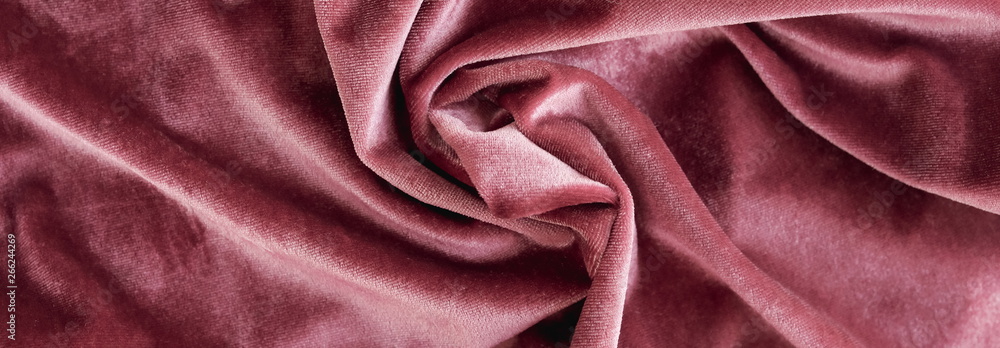 Banner velvet texture background pink color. festive baskground. expensive luxury, fabric, material, cloth.Copy space. Banner velvet texture background pink color. festive baskground. expensive luxury, fabric, material, cloth.Copy space.