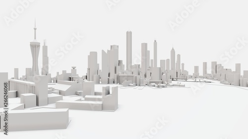 Three-dimensional landscape of the modern city. The huge layout of the metropolis. 3D rendering. © whitecityrecords