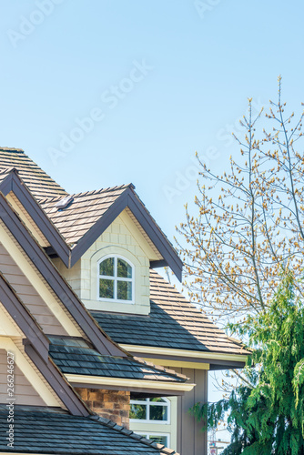 The top of the house or apartment building with nice window