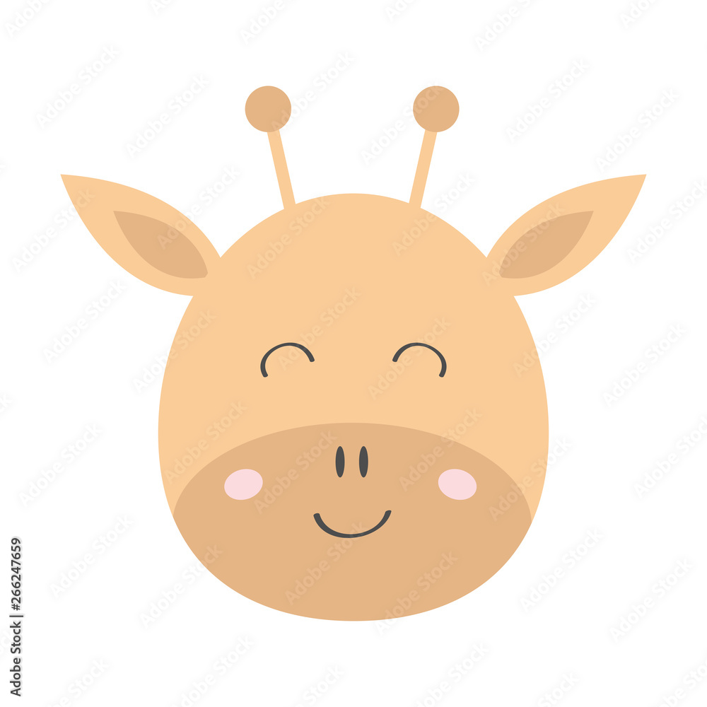 Giraffe round face head icon. Kawaii animal. Cute cartoon character. Funny baby with eyes, nose, ears. Kids print. Love Greeting card. Flat design. White background. Isolated. Giraffe round face head icon. Kawaii animal. Cute cartoon character. Funny baby with eyes, nose, ears. Kids print. Love Greeting card. Flat design. White background. Isolated.