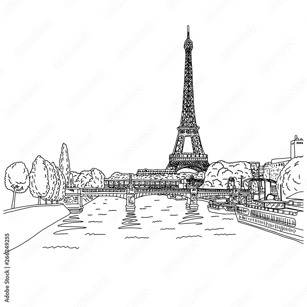 Eiffel Tower Black And White Clipart
