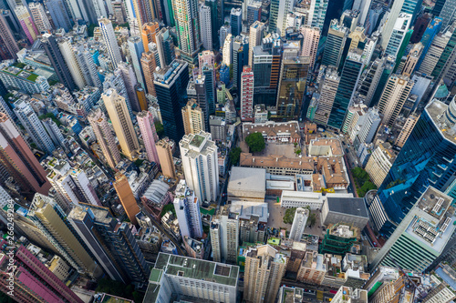 Aerial view of Compact city of Hong Kong